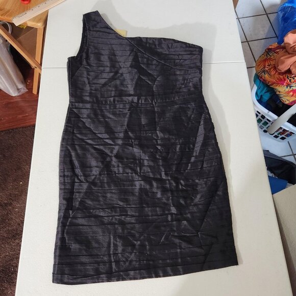 Code Dress Womens Size 12 Black One Shoulder Cocktail Party Rayon Polyester NWT - Picture 7 of 14